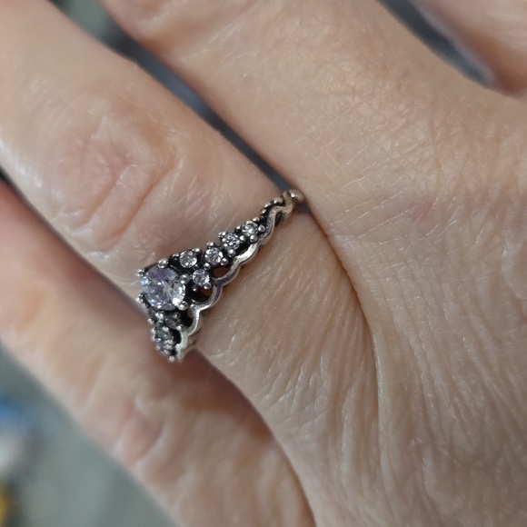 Pandora Authentic Pandora Sterling Silver Fairytale Tiara Wishbone Ring CZ SZ 6 - Picture 3 of 10